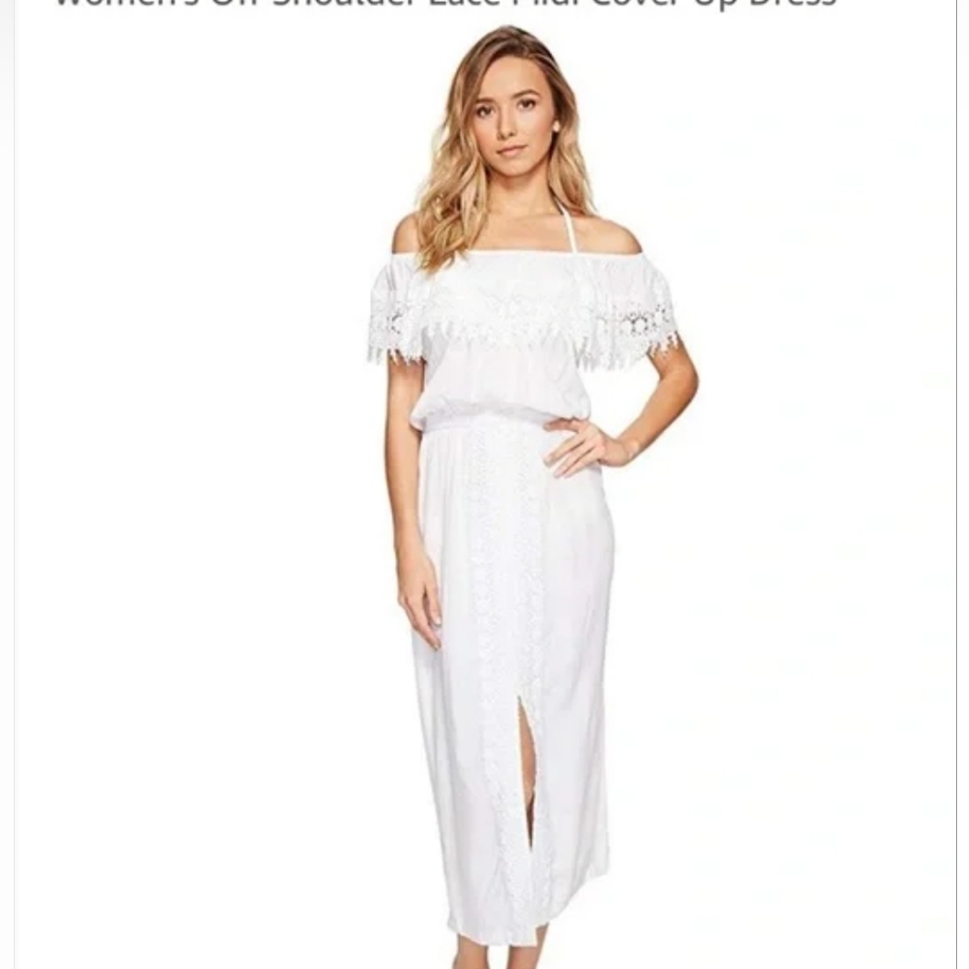 La Blanca Off The Shoulder White Dress Size M
